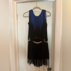 Blue and black flapper dress